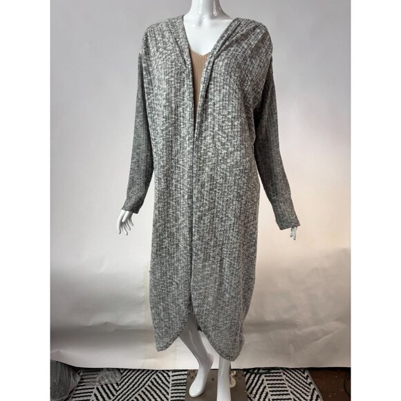 Anthropologie Gray Textured Knit Long Open Cardigan Large - Picture 12 of 16